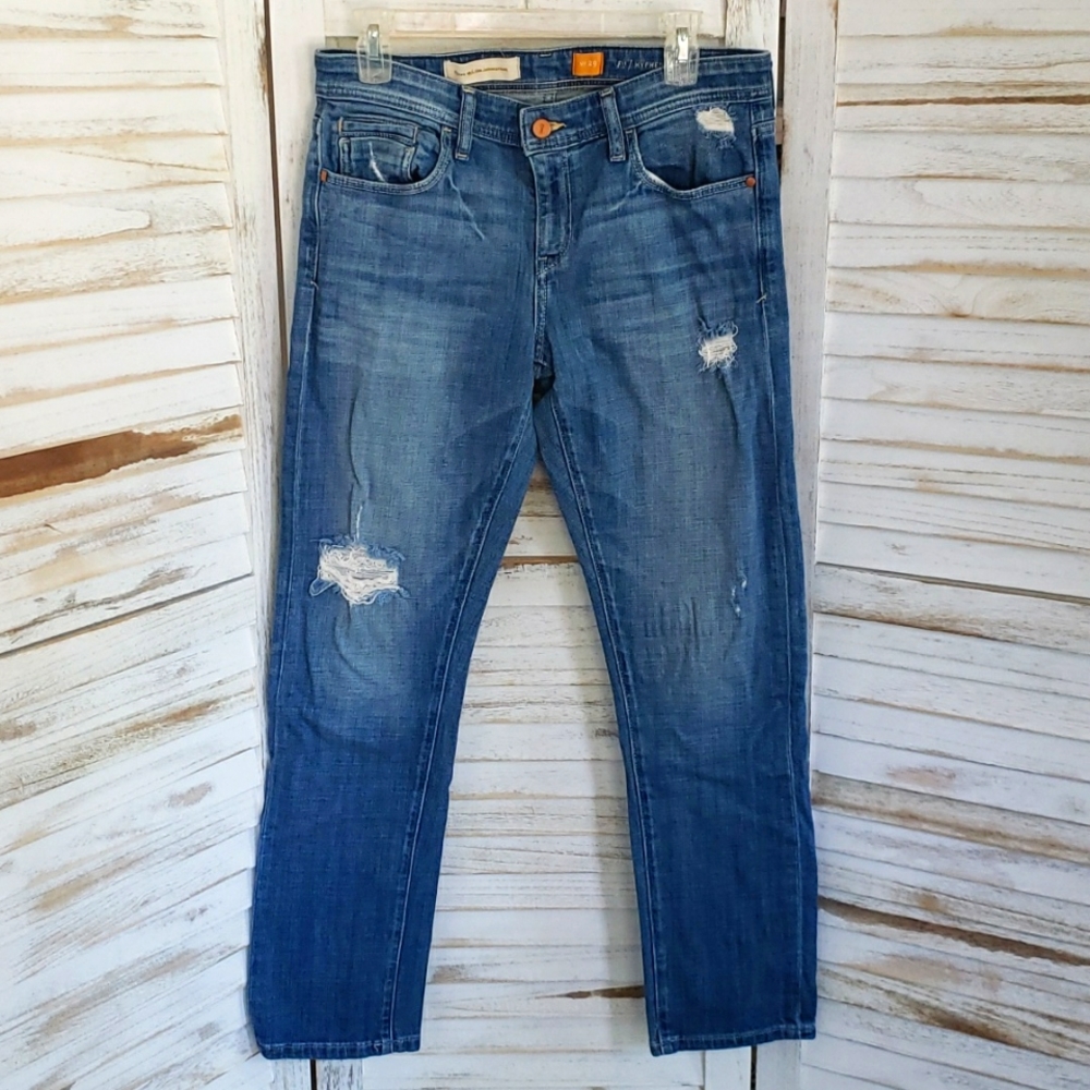 Pilcro and the letterpress high waist Skinny Ankle Distressed medium wash jeans